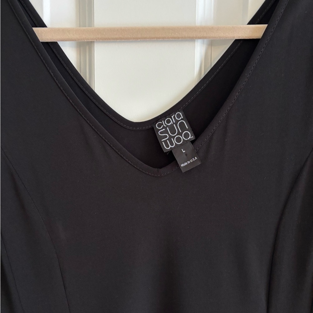 🟢CLARA SUN WOO. Black tank style a-line midi dress. Like new size Large.